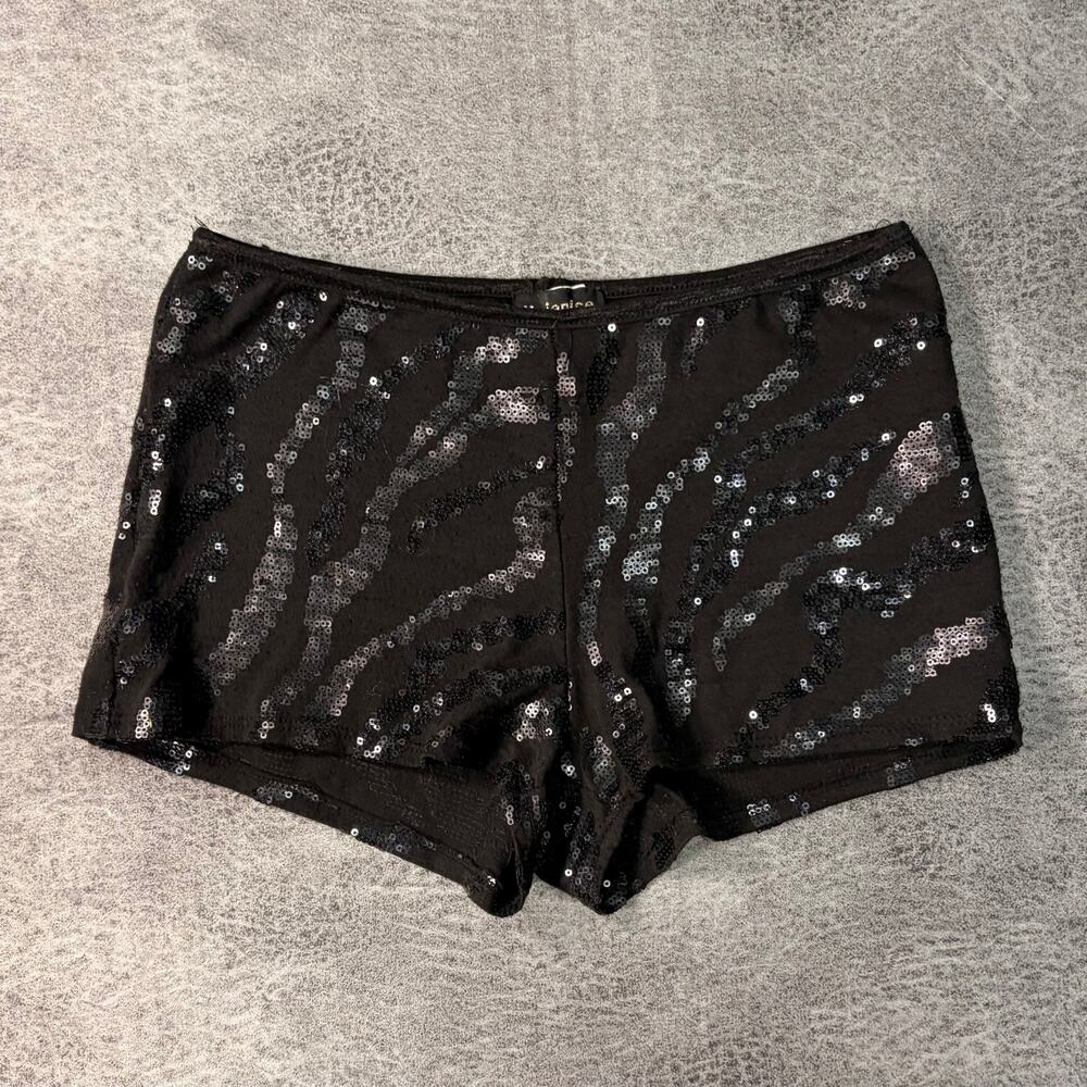 Vintage Janice Black Zebra Sequin Mini Shorts